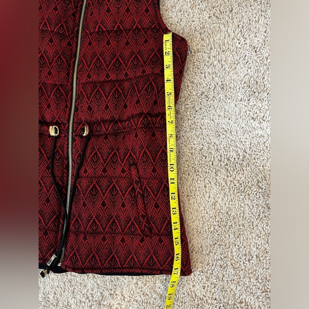 NWT Rafaella red black zip up vest. Drawstring waist.Print front black knit back - Picture 14 of 15